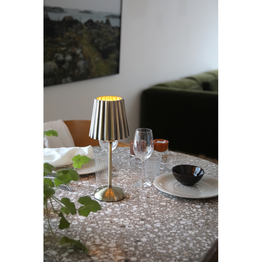 Markslöjd 109127 - Lampe de table LED tactile, dimmable et rechargeable CELIA 1xE14/2W/2000 mAh laiton