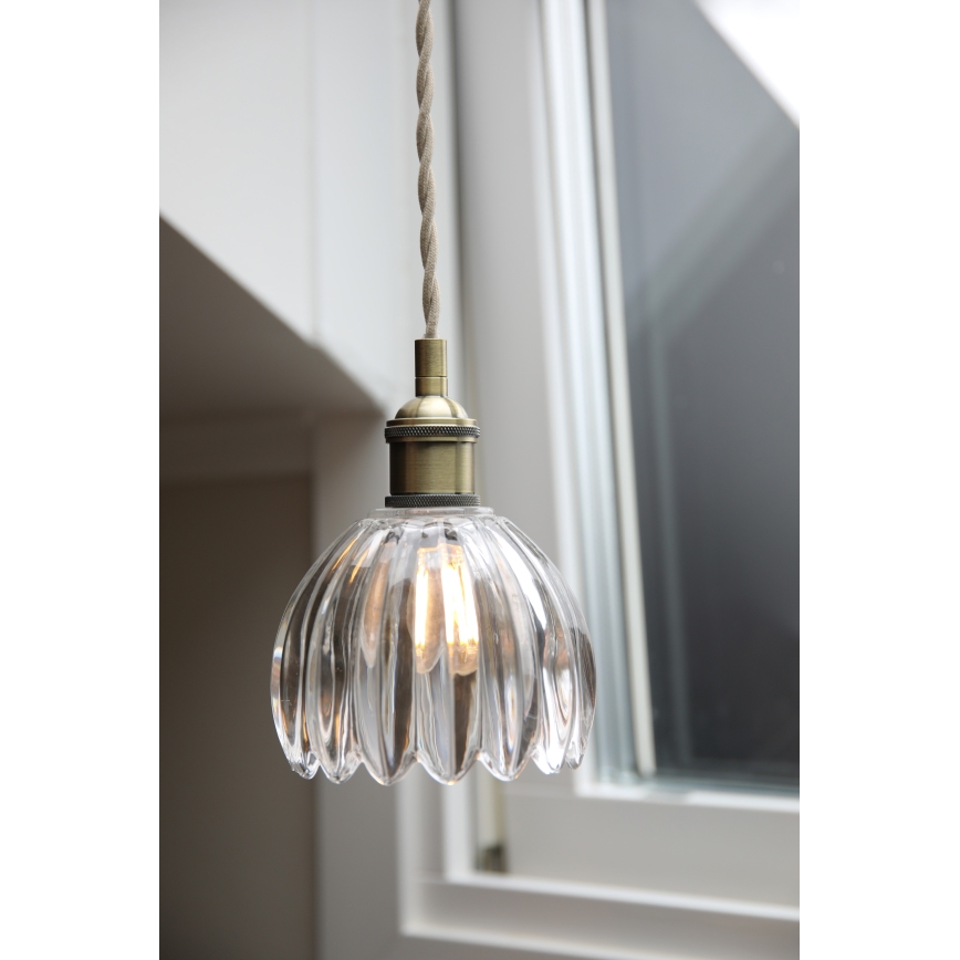 Markslöjd 109136 - Suspension sur câble GOTA, 1xE14/40W/230V, Ø 13 cm, laiton/verre transparent