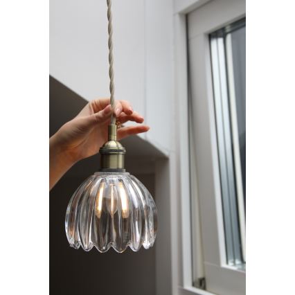 Markslöjd 109136 - Suspension sur câble GOTA, 1xE14/40W/230V, Ø 13 cm, laiton/verre transparent