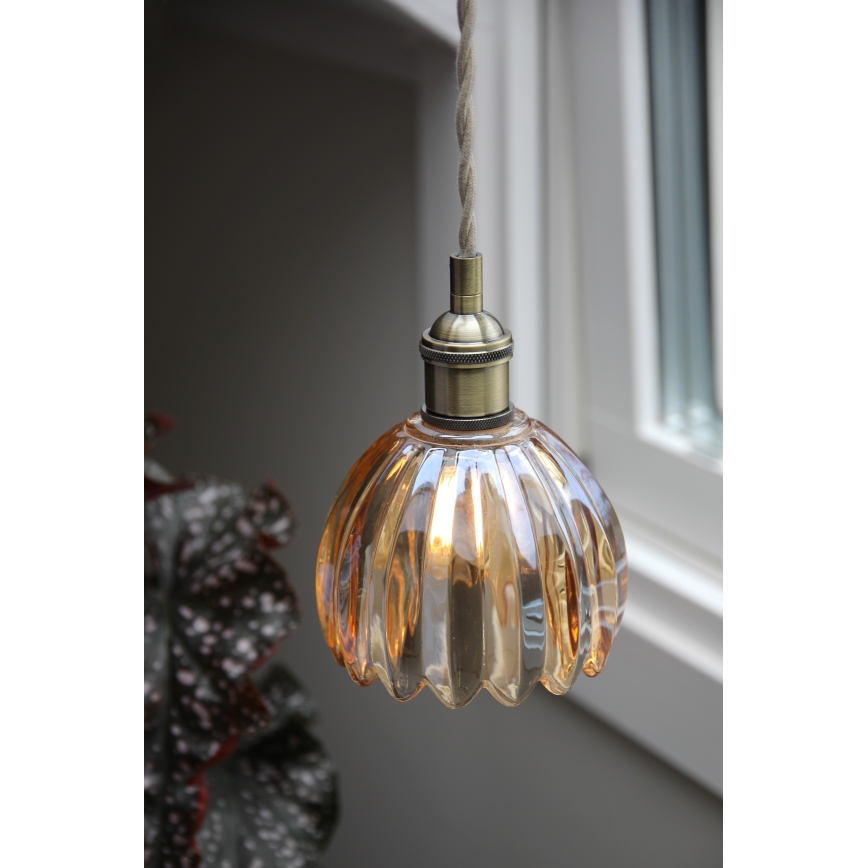 Markslöjd 109137 - Suspension sur câble GOTA 1xE14/40W/230V beige fumé/laiton