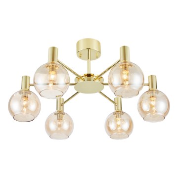 Markslöjd 109152 - Plafonnier AMBRA monté en saillie 6×E14/40W/230V Ø 75 cm doré/beige fumé