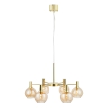 Markslöjd 109153 - Suspension sur câble AMBRA 6 x E14, 40 W max., 230 V, Ø 75 cm, doré / beige fumé