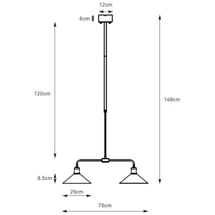 Markslöjd 109160 - Suspension sur tige VELA 2xE27/60W/230V blanc/laiton
