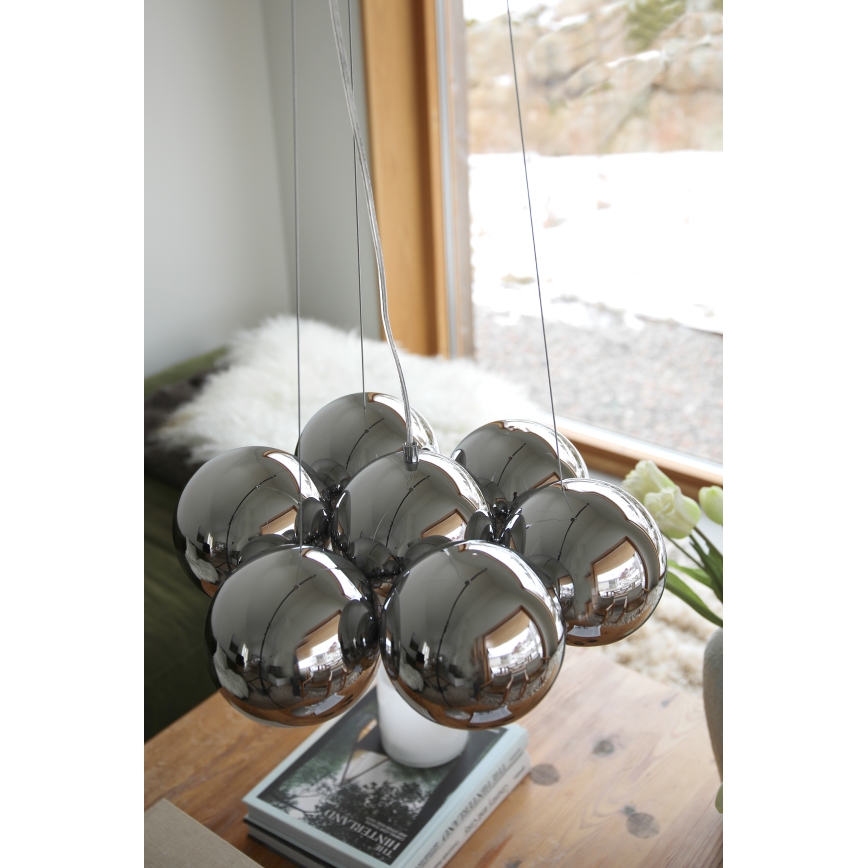 Markslöjd 109167 - Suspension sur câble CUPOLO 7xE14/40W/230V Ø 45 cm chrome brillant