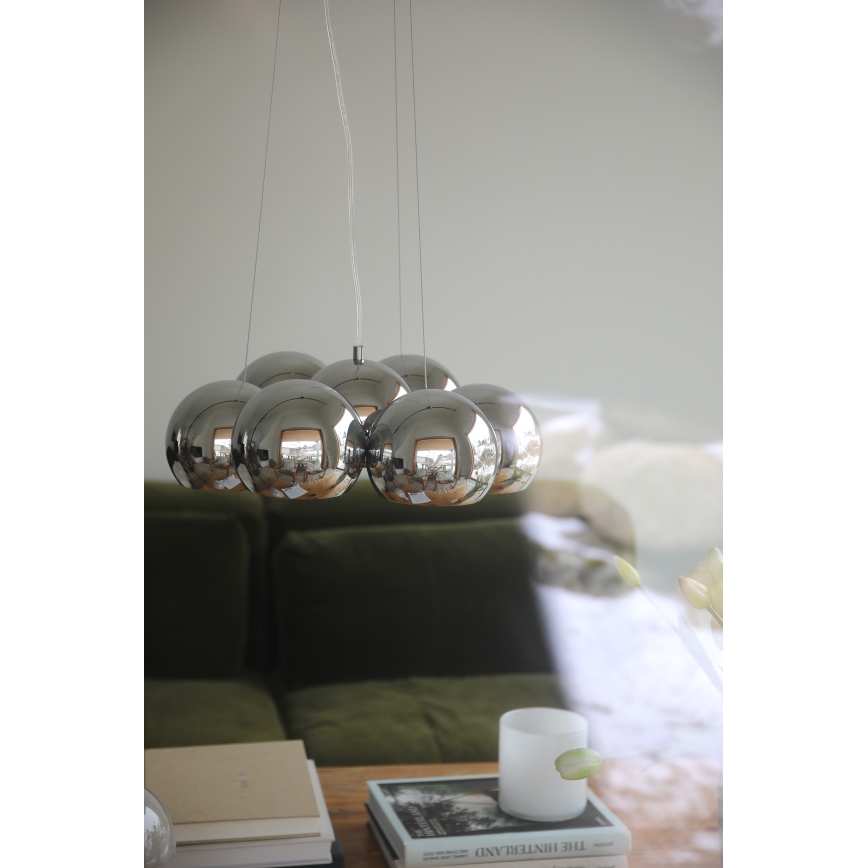 Markslöjd 109167 - Suspension sur câble CUPOLO 7xE14/40W/230V Ø 45 cm chrome brillant