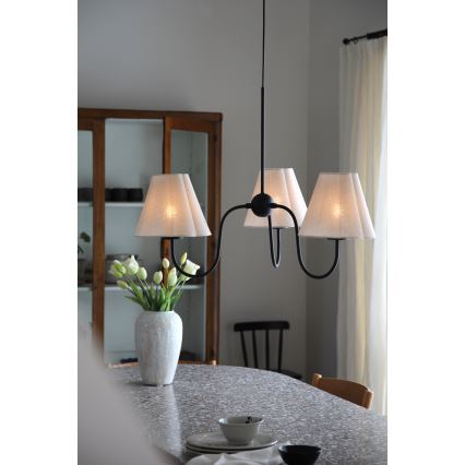 Markslöjd 109172 - Suspension sur câble VEYA 3xE14/40W/230V Ø 90 cm lin/noir