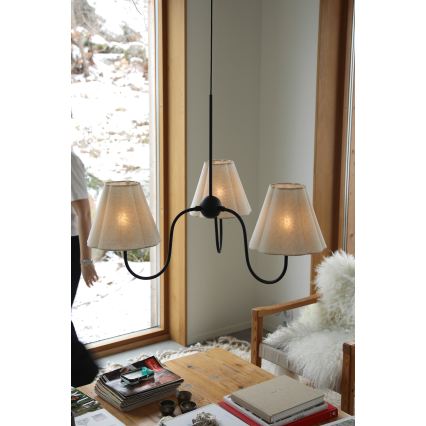 Markslöjd 109172 - Suspension sur câble VEYA 3xE14/40W/230V Ø 90 cm lin/noir
