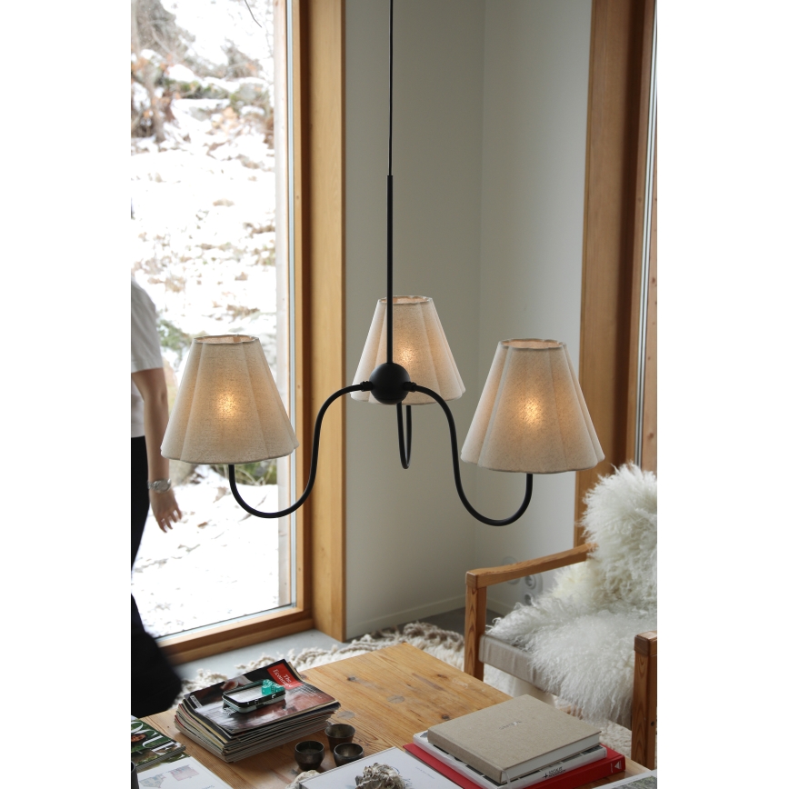 Markslöjd 109172 - Suspension sur câble VEYA 3xE14/40W/230V Ø 90 cm lin/noir