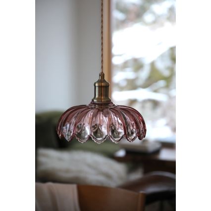 Markslöjd 109178 - Suspension sur câble KURAGE 1xE27/40W/230V laiton/rose fumé