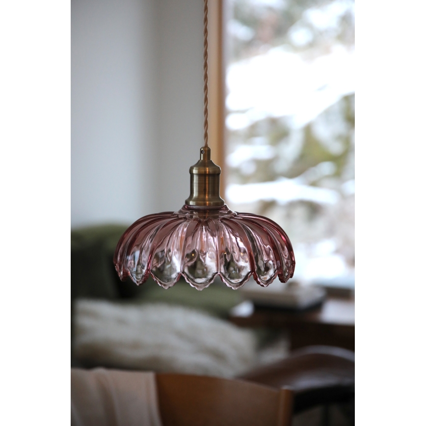 Markslöjd 109178 - Suspension sur câble KURAGE 1xE27/40W/230V laiton/rose fumé