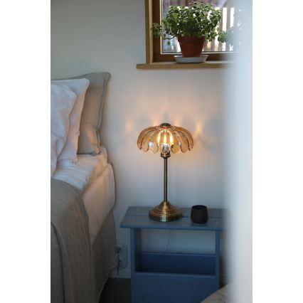 Markslöjd 109180 - Lampe de table KURAGE 1xE27/60W/230V laiton/beige fumé