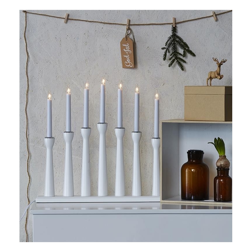 Markslöjd 702232 - Bougeoir de Noël MASESKÄR 7xE10/3W/230V blanc