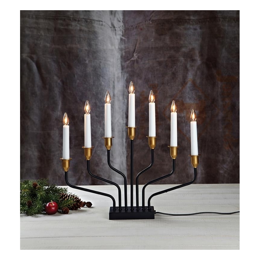 Markslöjd 703578 - Bougeoir de Noël BROSA 7xE10/3W/230/34V noir