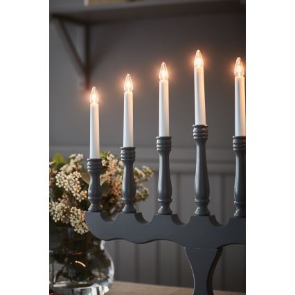 Markslöjd 705813 - Bougeoir de Noël électrique SVANEHOLM 7xE10/3W/230V pin/gris