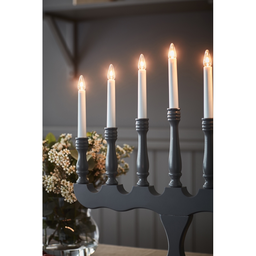 Markslöjd 705813 - Bougeoir de Noël électrique SVANEHOLM 7xE10/3W/230V pin/gris