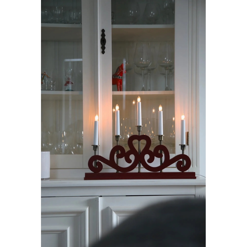 Markslöjd 706211 - Chandelier de Noël ENEBY 5xE10/3W/230V rouge/laiton