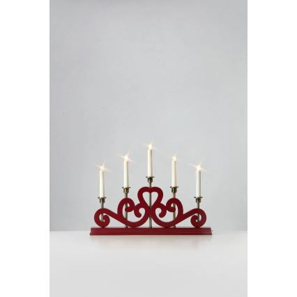 Markslöjd 706211 - Chandelier de Noël ENEBY 5xE10/3W/230V rouge/laiton