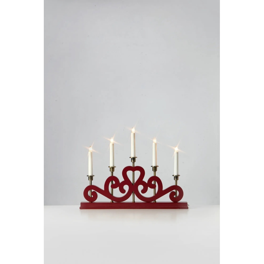 Markslöjd 706211 - Chandelier de Noël ENEBY 5xE10/3W/230V rouge/laiton