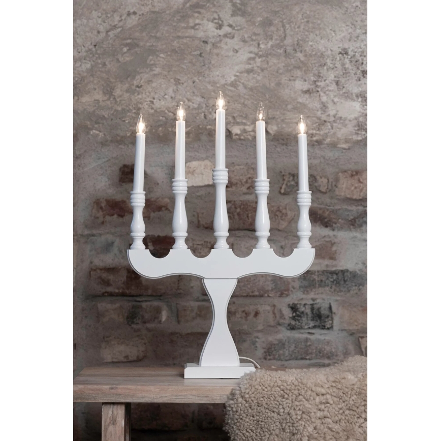 Markslöjd 706278 - Chandelier de Noël SVANEHOLM 5xE10/3W/230V, pin/blanc