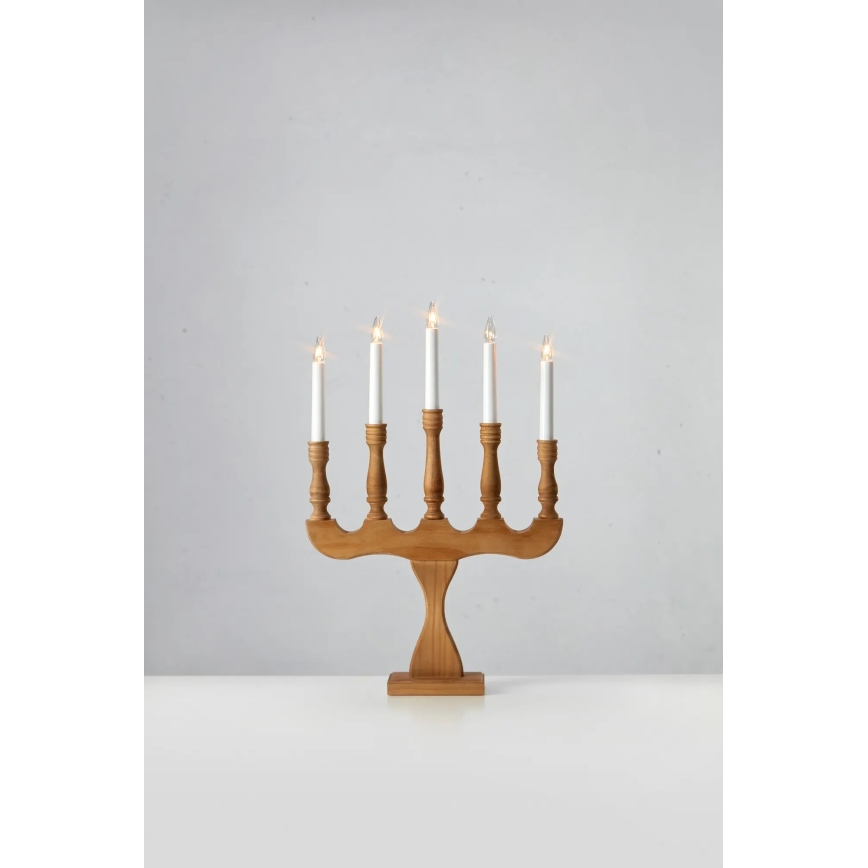 Markslöjd 706279 - Bougeoir de Noël SVANEHOLM 5xE10/3W/230V pin/brun
