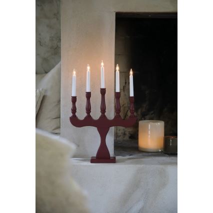Markslöjd 706373 - Bougeoir de Noël SVANEHOLM 5xE10/3W/230V pin/rouge