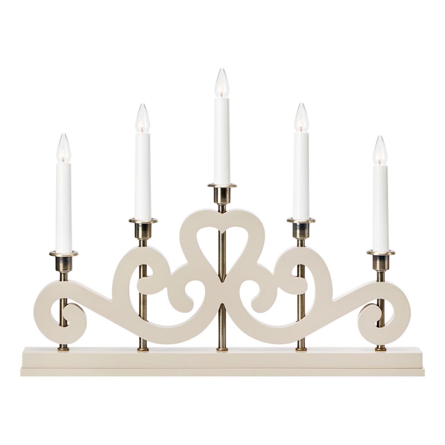 Markslöjd 706453 - Bougeoir de Noël ENEBY 5xE10/3W/230V beige/laiton