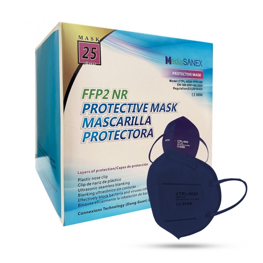 Masque Media Sanex FFP2 NR / KN95 Bleu foncé 50pcs
