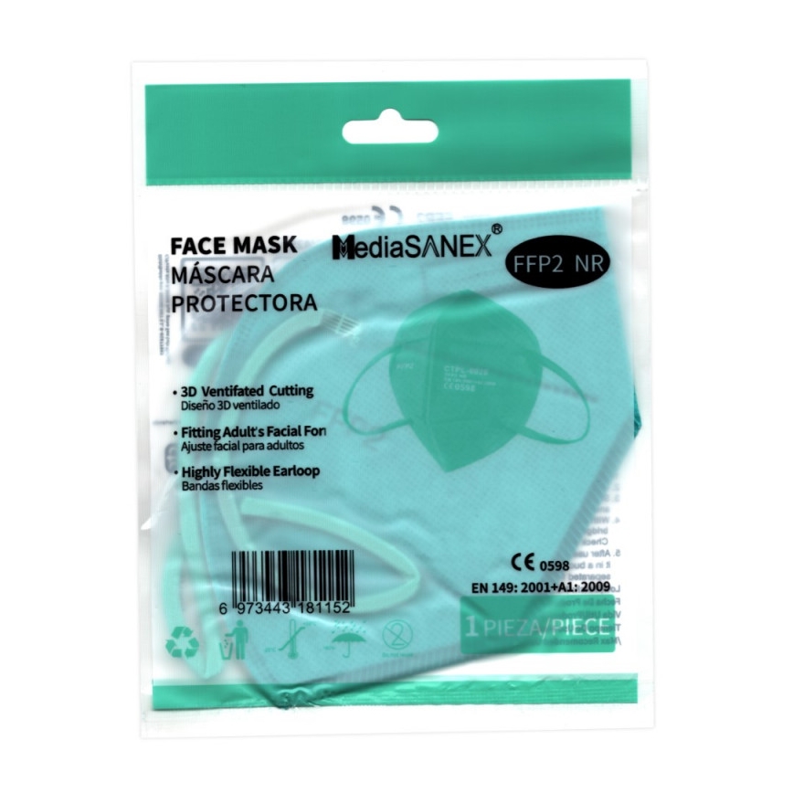 Masque Media Sanex FFP2 NR / KN95 turquoise 1pc