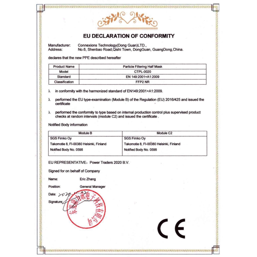 Masque Media Sanex FFP2 NR / KN95 Vert 20pcs