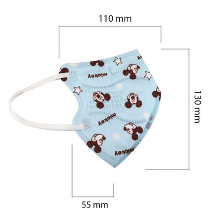 Masque taille enfant FFP2 Enfants NR CE 0370 Mickey bleu 50pcs