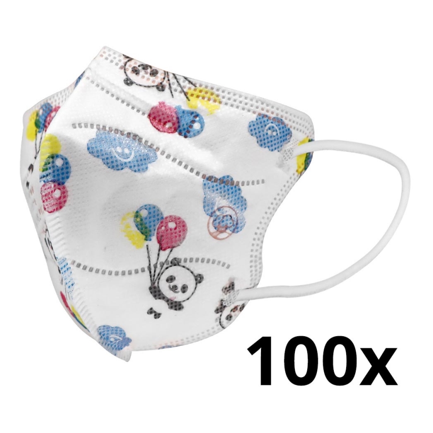 Masque taille enfant FFP2 Enfants NR CE 0370 Panda blanc 100pcs