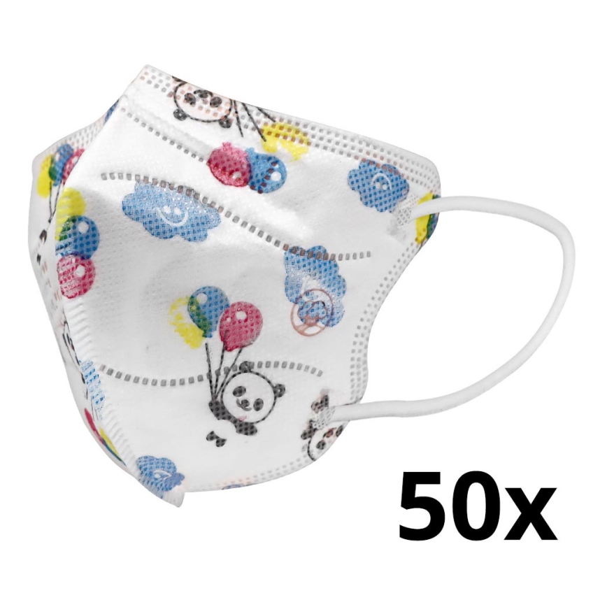 Masque taille enfant FFP2 Enfants NR CE 0370 Panda blanc 50pcs