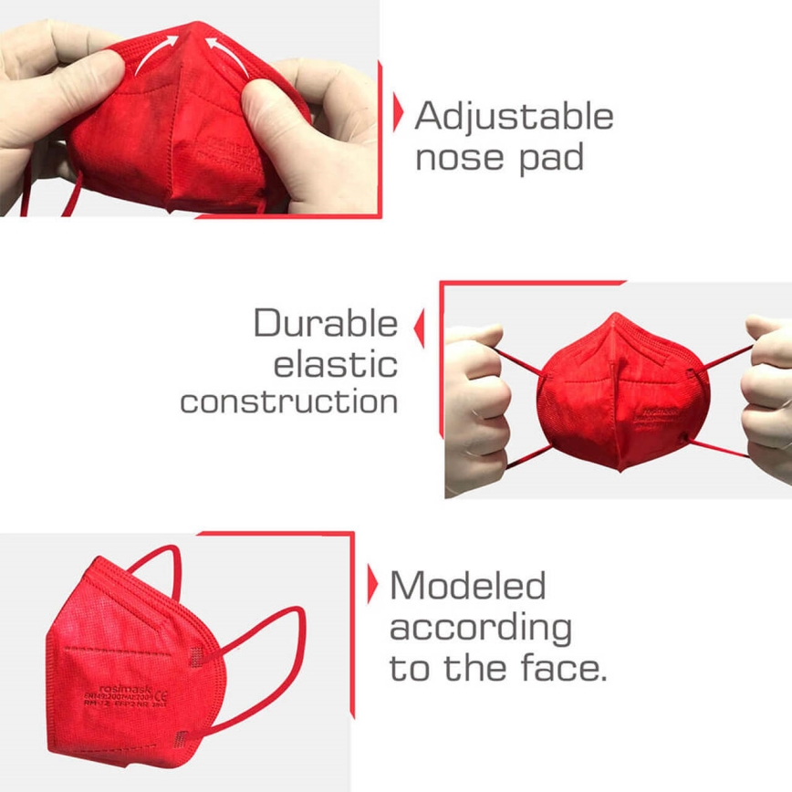 Masque taille enfant FFP2 ROSIMASK MR-12 NR rouge 50pcs