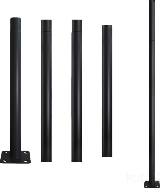 Mât métallique BASE 4 m pour éclairage extérieur, Ø 60 mm, noir