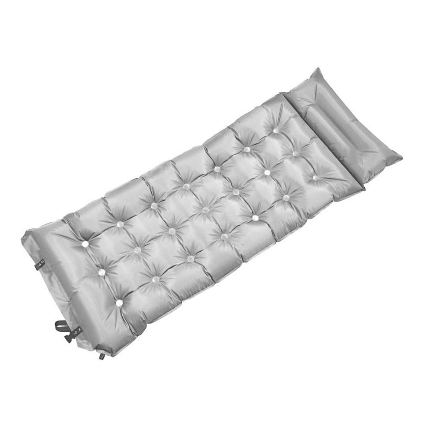 Matelas autogonflant avec oreiller 180x66 cm gris