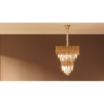 MAXLIGHT P0283 - Suspension chaîne VOGUE 16xE14/40W/230V d. 60 cm doré