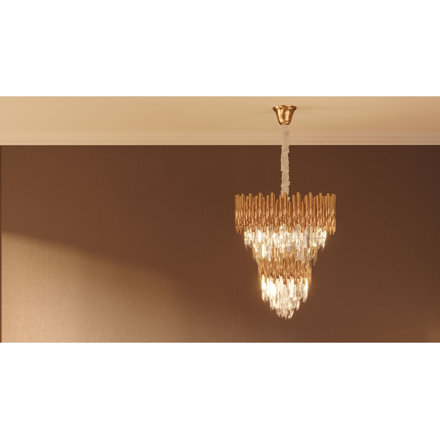 MAXLIGHT P0283 - Suspension chaîne VOGUE 16xE14/40W/230V d. 60 cm doré