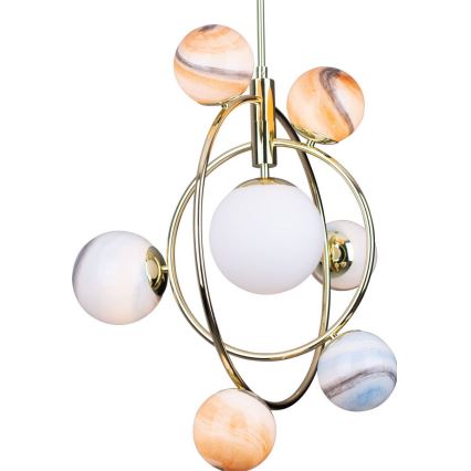 MAXLIGHT P0378 - Suspension-barre COSMOS 7xG9/40W/230V doré