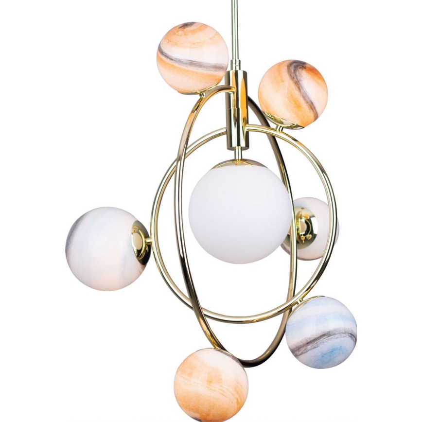 MAXLIGHT P0378 - Suspension-barre COSMOS 7xG9/40W/230V doré
