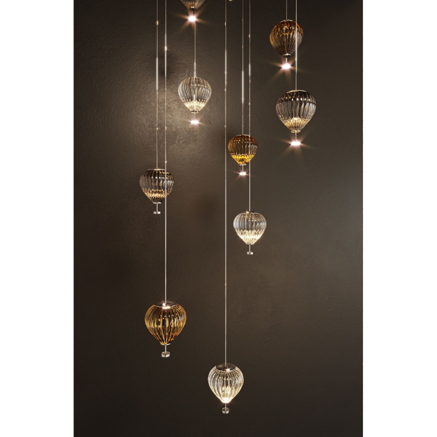 MAXLIGHT P0526D - Suspension filaire à intensité variable PALLONCINI 11xLED/6W/230V d. 45 cm transparent/beige/fumé