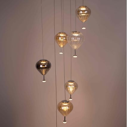 MAXLIGHT P0526D - Suspension filaire à intensité variable PALLONCINI 11xLED/6W/230V d. 45 cm transparent/beige/fumé