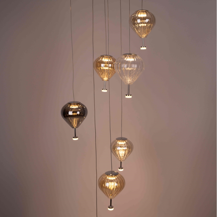 MAXLIGHT P0526D - Suspension filaire à intensité variable PALLONCINI 11xLED/6W/230V d. 45 cm transparent/beige/fumé