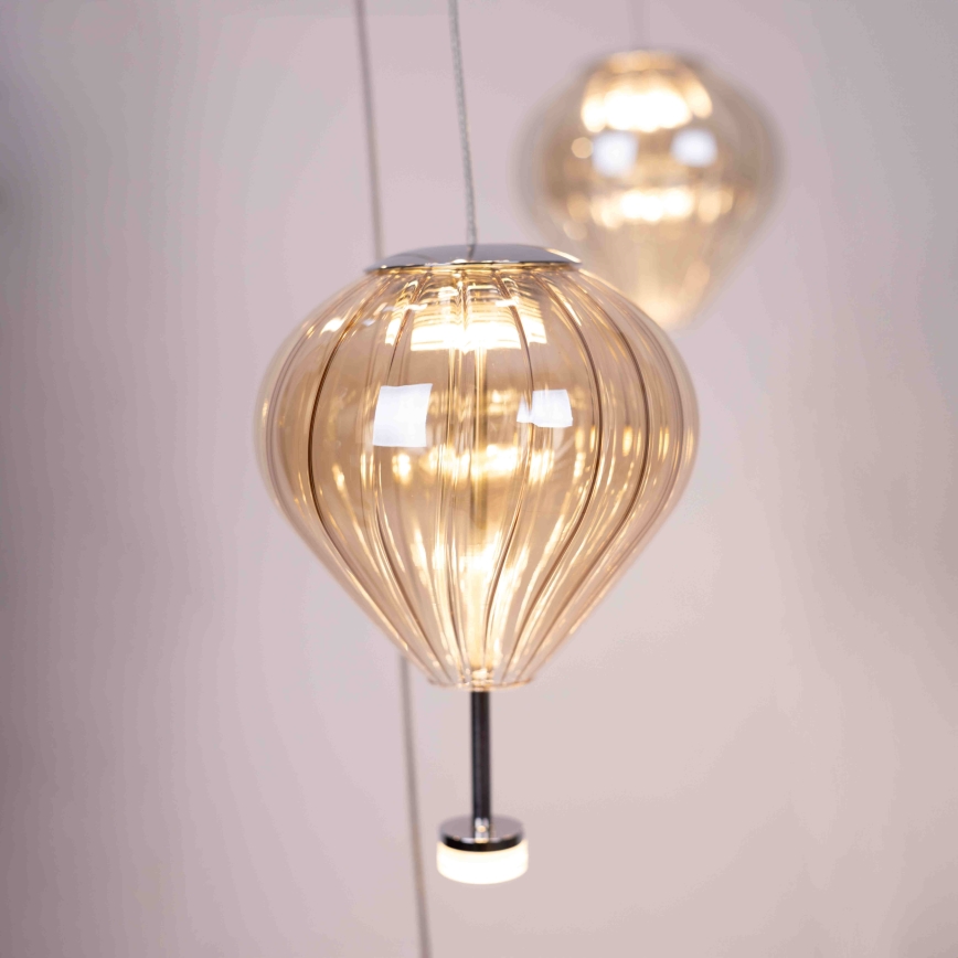 MAXLIGHT P0526D - Suspension filaire à intensité variable PALLONCINI 11xLED/6W/230V d. 45 cm transparent/beige/fumé