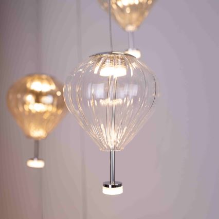 MAXLIGHT P0526D - Suspension filaire à intensité variable PALLONCINI 11xLED/6W/230V d. 45 cm transparent/beige/fumé
