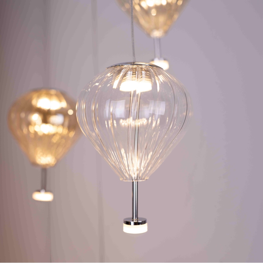 MAXLIGHT P0526D - Suspension filaire à intensité variable PALLONCINI 11xLED/6W/230V d. 45 cm transparent/beige/fumé