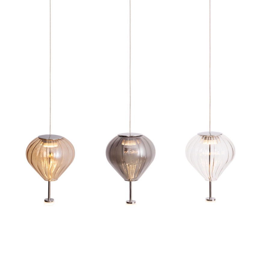 MAXLIGHT P0526D - Suspension filaire à intensité variable PALLONCINI 11xLED/6W/230V d. 45 cm transparent/beige/fumé