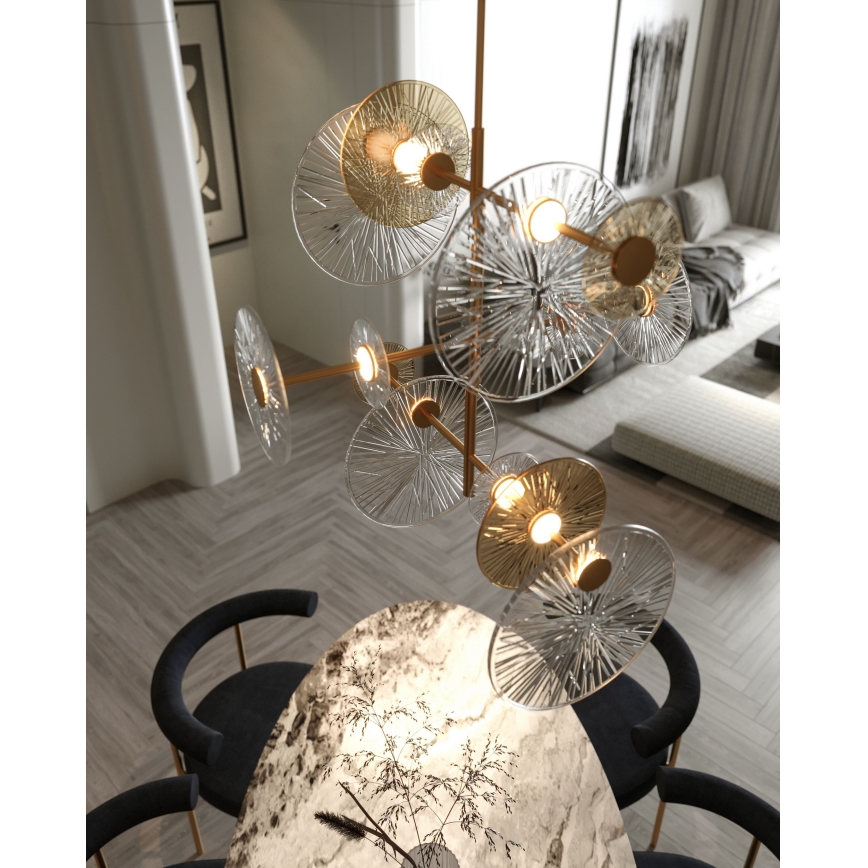MAXLIGHT P0541 - Suspension-barre ALLURE 14xLED/5W/230V d. 60 cm doré
