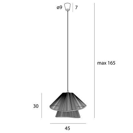 MAXLIGHT P0578 - Suspension filaire AMALFI 1xE27/15W/230V d. 45 cm beige