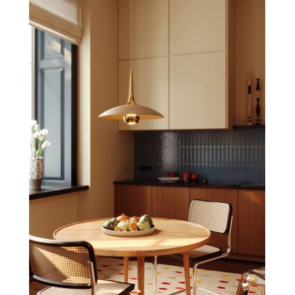 MAXLIGHT P0674 - Suspension LED sur câble MANUKA LED/12W/230V Ø 28 cm doré/beige