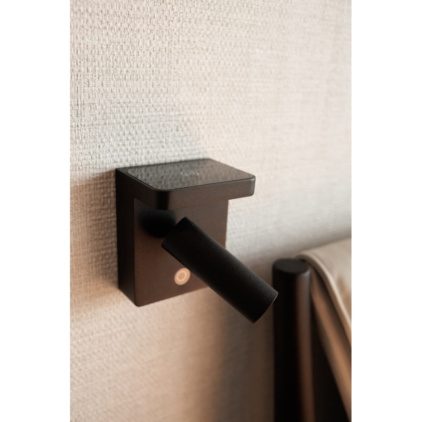 MAXLIGHT W0374 - Spot mural avec charge sans fil LOFER LED/7W/230V noir